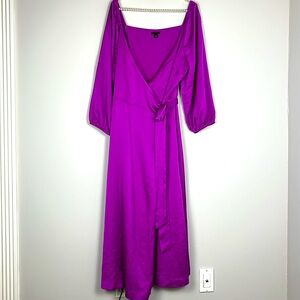 NWOT Ann Taylor Purple Midi Wrap Dress SIZE 10